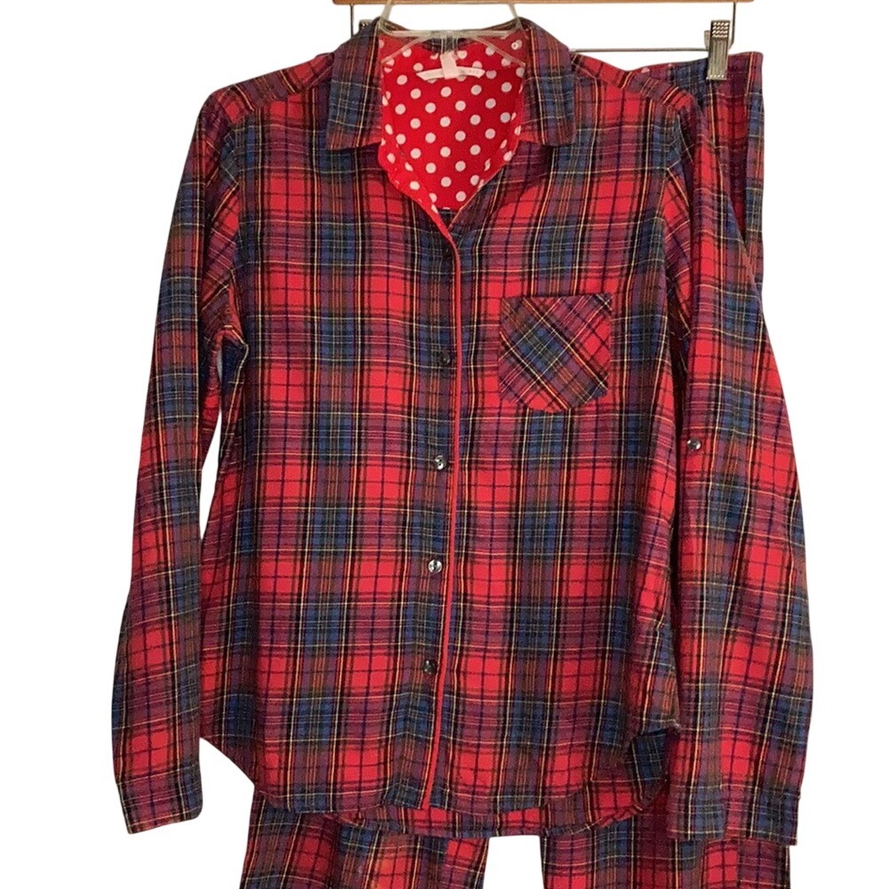 Victoria's‎ Secret Plaid Cotton Pajama Set XS Button-up Long Sleeve Christmas - Picture 2 of 10